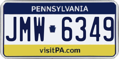 PA license plate JMW6349