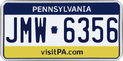 PA license plate JMW6356