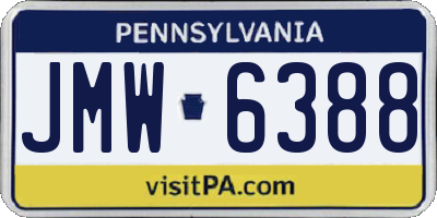 PA license plate JMW6388