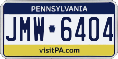PA license plate JMW6404