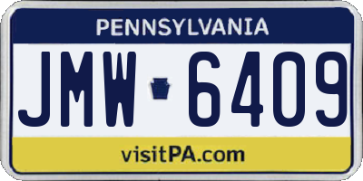 PA license plate JMW6409