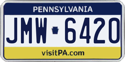 PA license plate JMW6420
