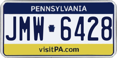 PA license plate JMW6428