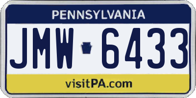 PA license plate JMW6433
