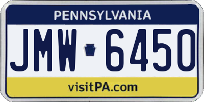 PA license plate JMW6450