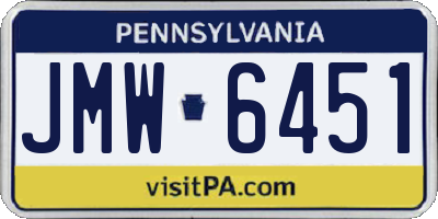 PA license plate JMW6451