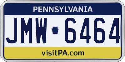 PA license plate JMW6464