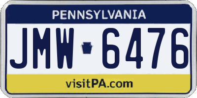 PA license plate JMW6476