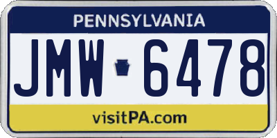 PA license plate JMW6478