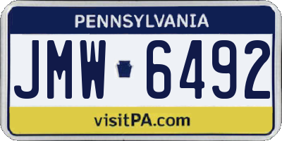 PA license plate JMW6492