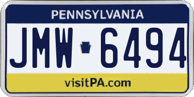 PA license plate JMW6494