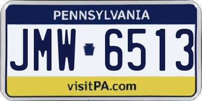 PA license plate JMW6513