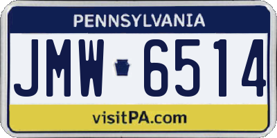 PA license plate JMW6514
