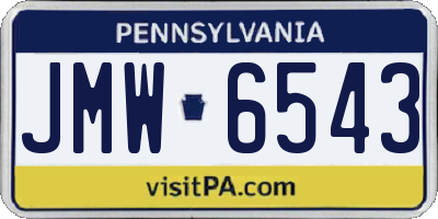 PA license plate JMW6543