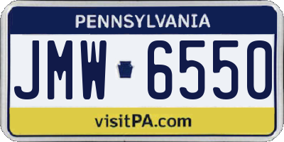 PA license plate JMW6550