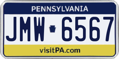 PA license plate JMW6567