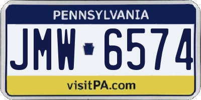 PA license plate JMW6574