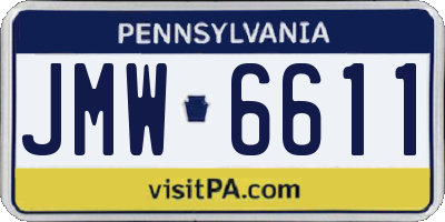 PA license plate JMW6611