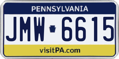 PA license plate JMW6615