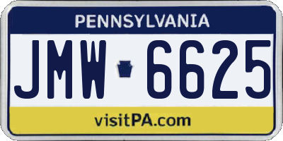 PA license plate JMW6625