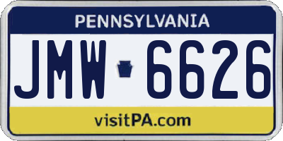 PA license plate JMW6626