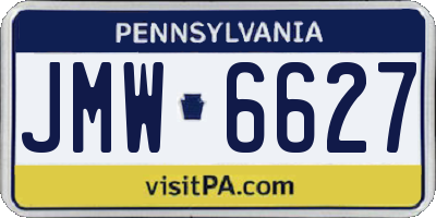 PA license plate JMW6627