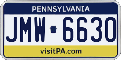 PA license plate JMW6630