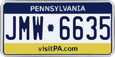 PA license plate JMW6635