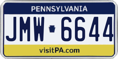 PA license plate JMW6644