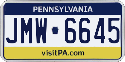 PA license plate JMW6645