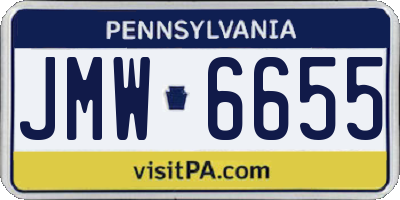 PA license plate JMW6655