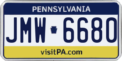 PA license plate JMW6680