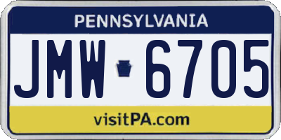PA license plate JMW6705