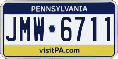 PA license plate JMW6711
