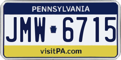 PA license plate JMW6715