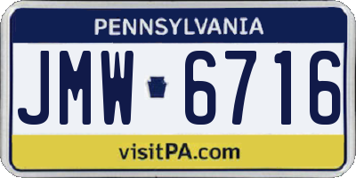 PA license plate JMW6716