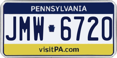 PA license plate JMW6720