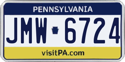 PA license plate JMW6724