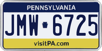 PA license plate JMW6725