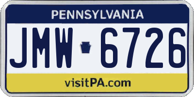 PA license plate JMW6726