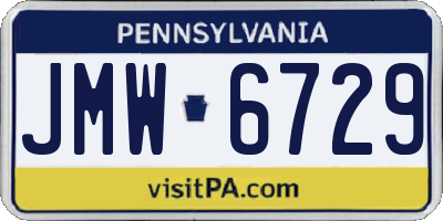 PA license plate JMW6729
