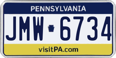 PA license plate JMW6734