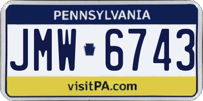 PA license plate JMW6743