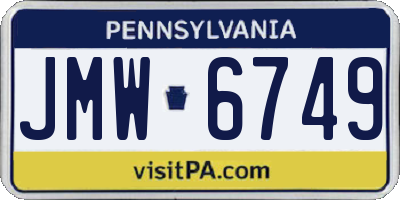 PA license plate JMW6749