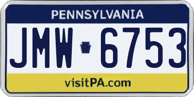 PA license plate JMW6753
