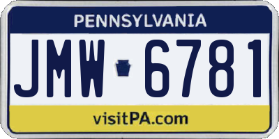 PA license plate JMW6781