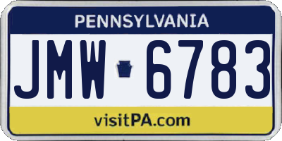 PA license plate JMW6783