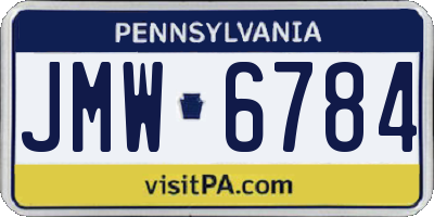 PA license plate JMW6784