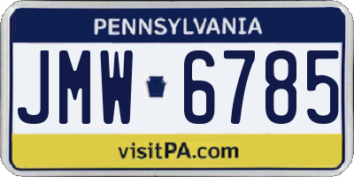 PA license plate JMW6785