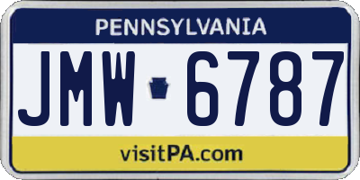 PA license plate JMW6787
